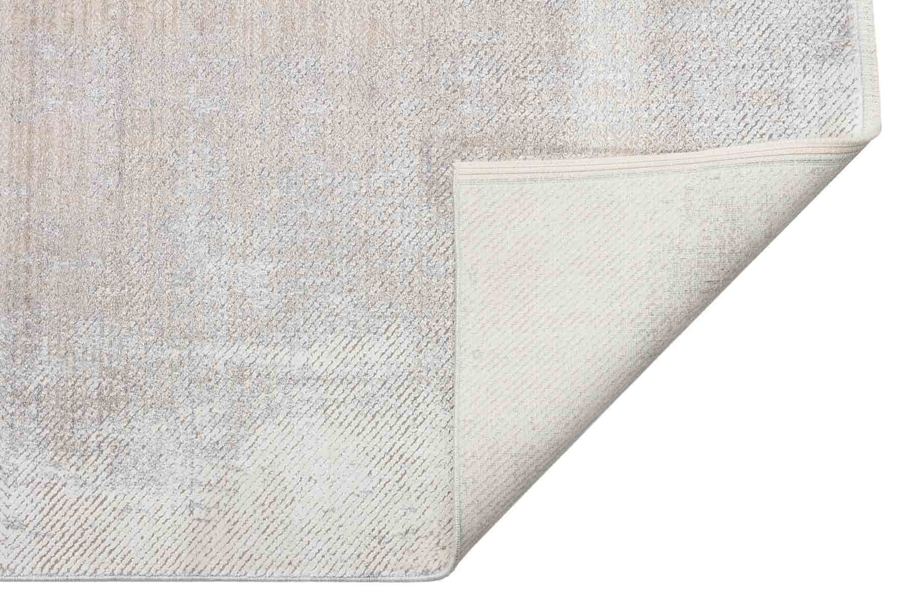 Palace Krem Gold Soyut Desenli Klasik Viskon Salon Halısı Saçaklı Modern Desenli Makine Halısı - Ekru