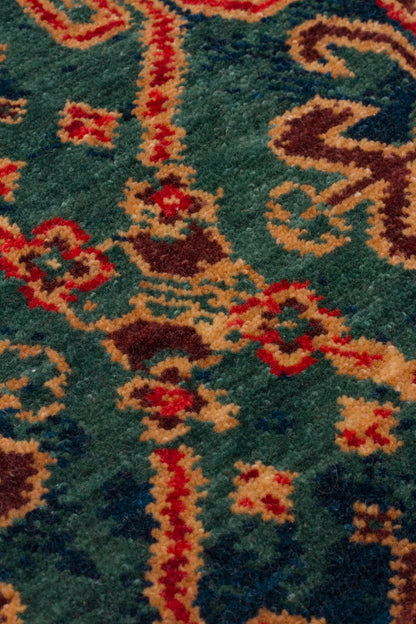 Rönesans El Emeği Etnik Desenli Lacivert Kırmızı Yün Saçaklı Anadolu Motifli Otantik Salon Halısı