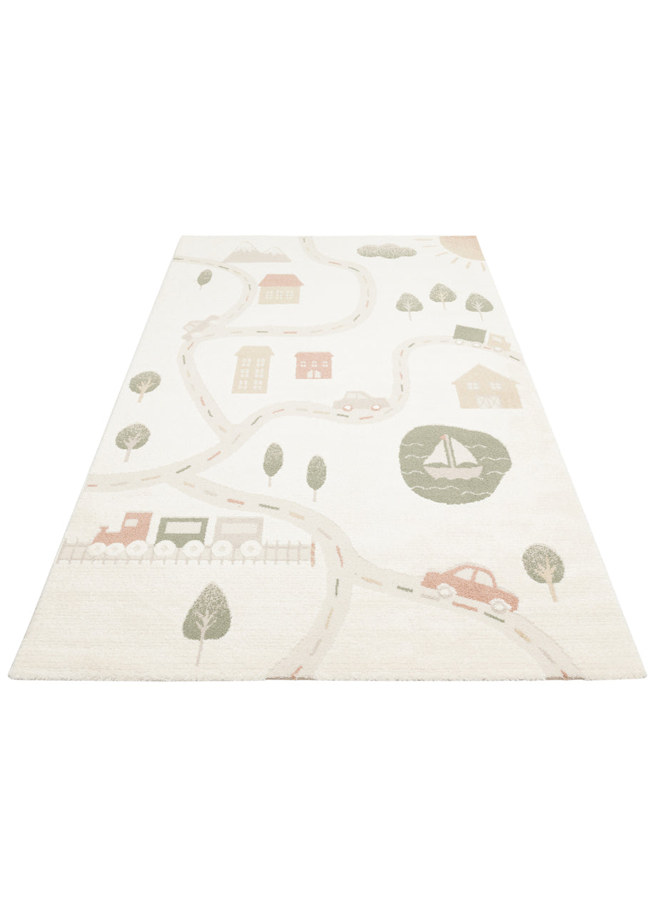 Petit Toz Vermeyen Renkli Desenli Yumuşak Dokulu Makinede Yıkanabilir Bebek ve Çocuk Odası Halısı - Kırmızı