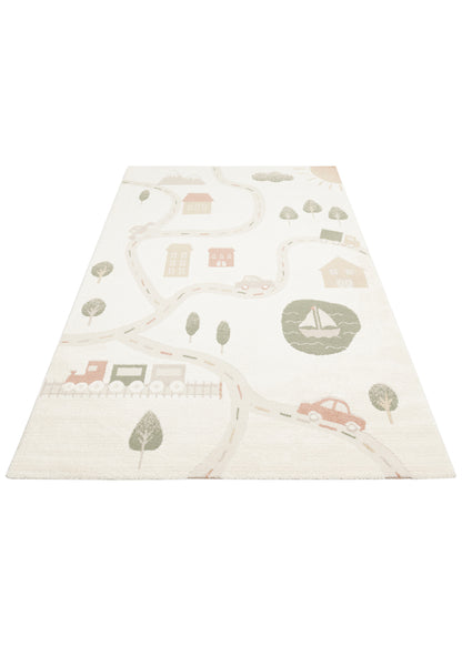 Petit Toz Vermeyen Renkli Desenli Yumuşak Dokulu Makinede Yıkanabilir Bebek ve Çocuk Odası Halısı - Kırmızı