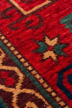 Rönesans El Emeği Etnik Motifli Vintage Kırmızı Yün Geleneksel Desenli Saçaklı Retro Salon Halısı