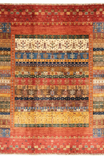 Handmade, Multicolored, Hand-Trimmed Anatolian Motif Gabbeh Patterned, Fringed, Modern and Traditional Living Room Rug - Red