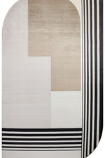 Riviera Modern Asymmetrical Geometric Pattern Cream Black Gold Viscose Polyester Elegant Living Room Rug