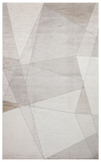 Riviera Modern Geometrik Desenli Vizon Krem Viskon Polyester Minimal Şık Yatak Odası Salon Halısı