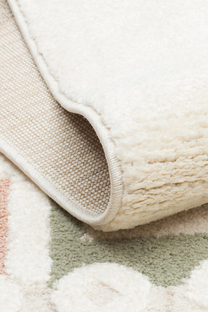 Petit Toz Vermeyen Renkli Desenli Yumuşak Dokulu Makinede Yıkanabilir Bebek ve Çocuk Odası Halısı - Kırmızı