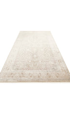 Toscana Classic Vintage Patterned Light Beige Over-Dyed Woven Living Room Rug, Rayon Viscose Soft Textured