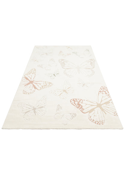 Petit Renkli Kelebek Desenli Toz Vermeyen Yumuşak Dokulu Makinede Yıkanabilir Çocuk Odası Halısı - Yeşil