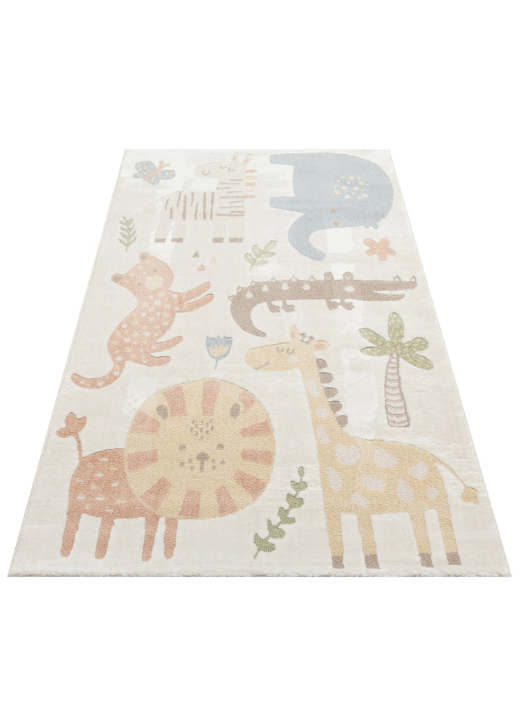 Picco Çok Renkli Desenli Yıkanabilir Hav Vermeyen Toz Tutmayan Yumuşak Dokulu Çocuk Odası Halısı - Turuncu