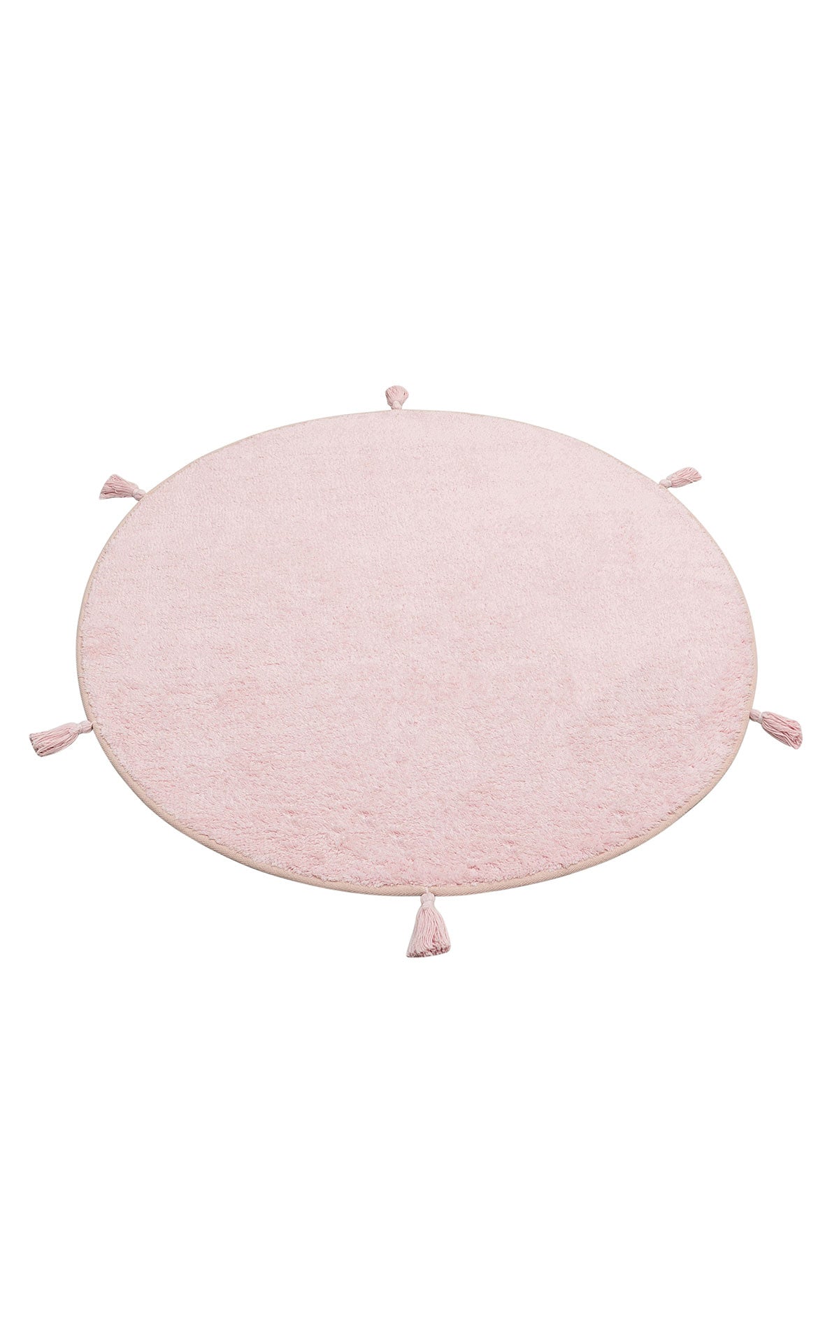 Bonny Plain Pink Round Minimalist Washable Non-Slip Soft Surface Kids Room Rug - Red