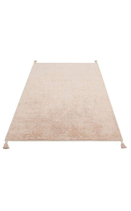 Bonny Düz Bej Rengi Minimal Yıkanabilir Kaydırmaz Taban Yumuşak Yüzeyli Çocuk Odası Halısı - Pembe