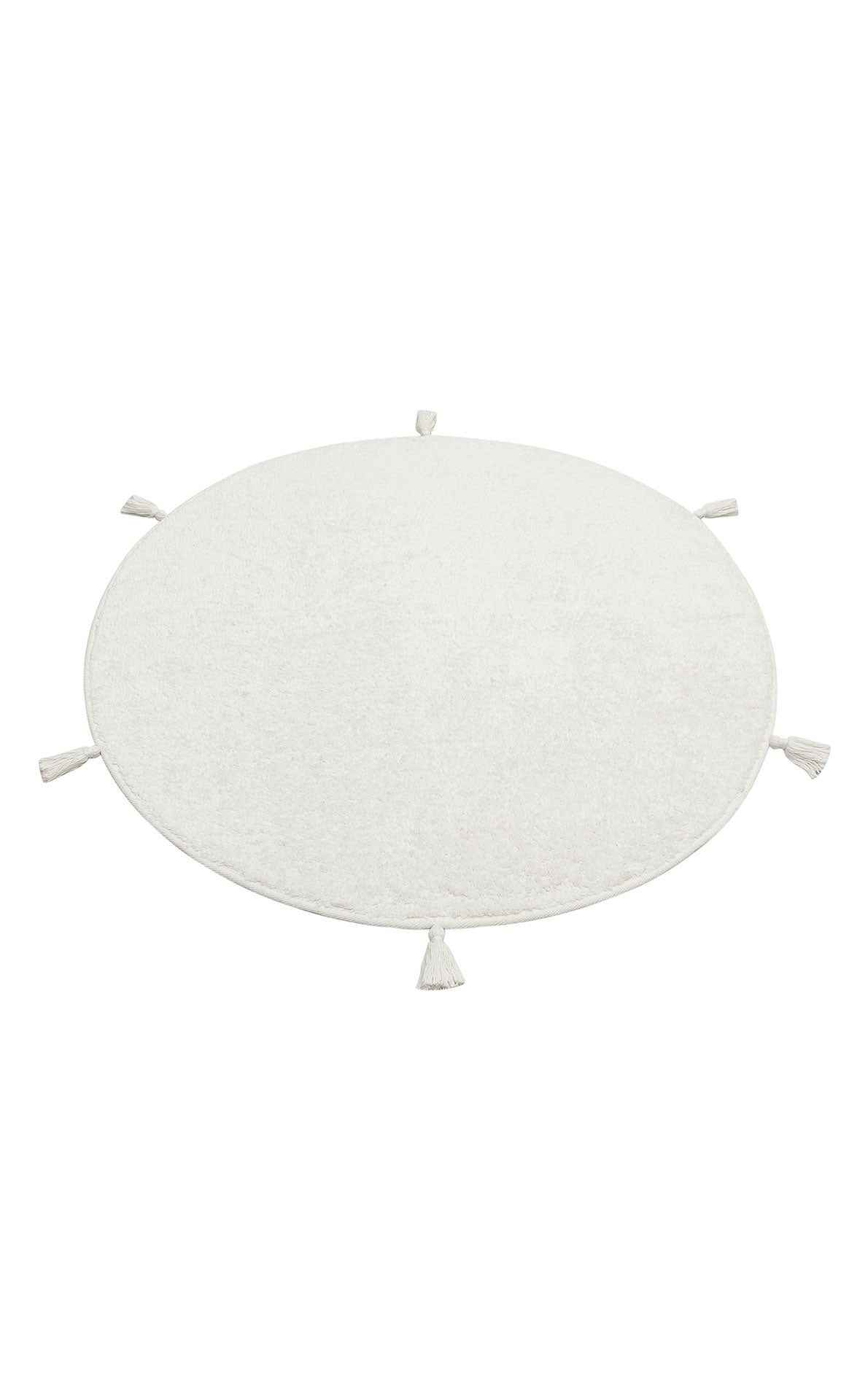Bonny Plain White Round Minimalist Washable Non-Slip Soft Surface Children's Room Rug - Silver