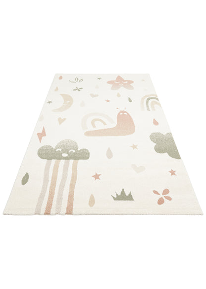 Petit Renkli Desenli Toz Vermeyen Yumuşak Dokulu Makinede Yıkanabilir Bebek ve Çocuk Odası Halısı - Turuncu