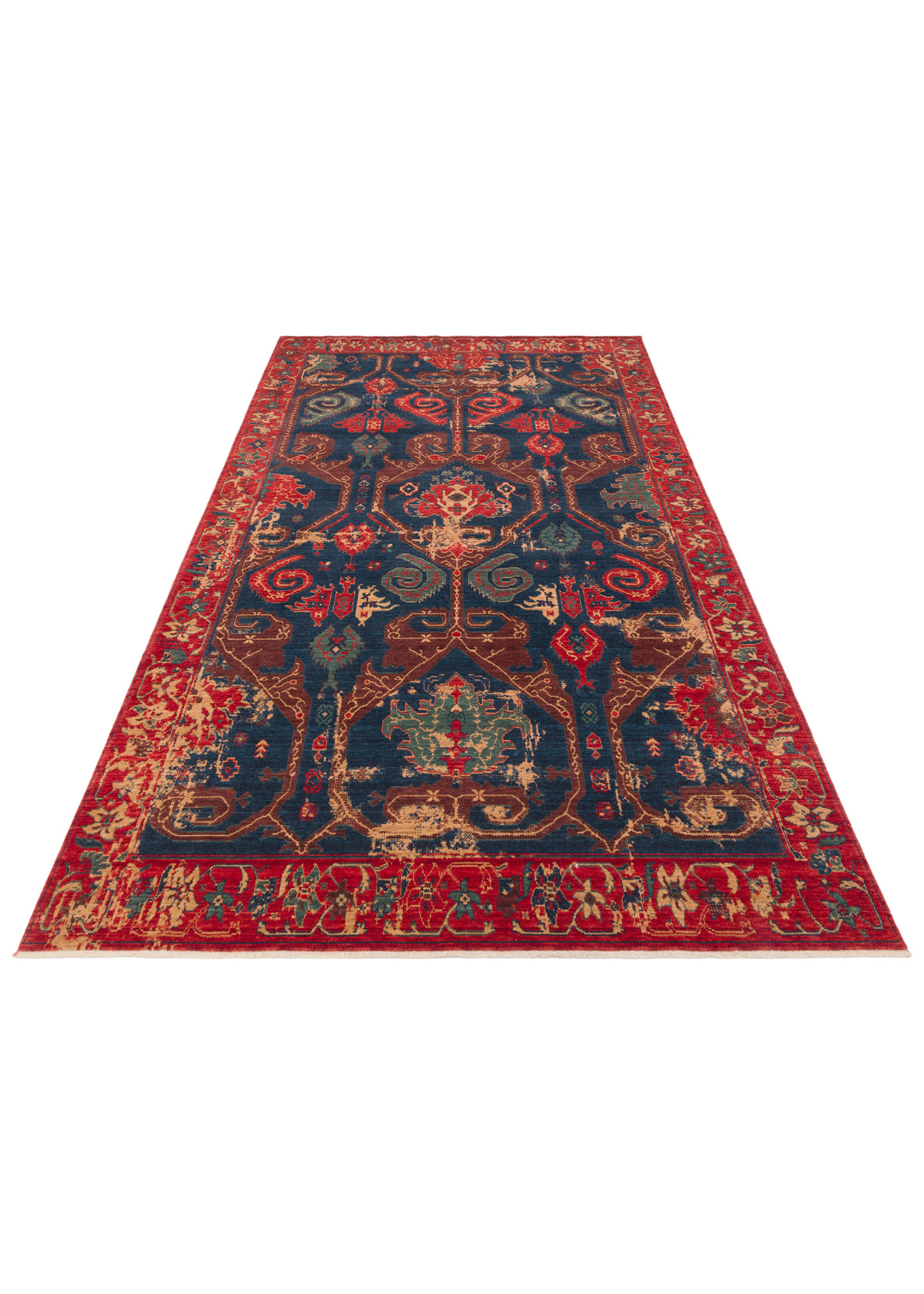 Rönesans El Emeği Etnik Motifli Kırmızı Yün Geleneksel Desen Vintage Yatak Odası Salon Halısı