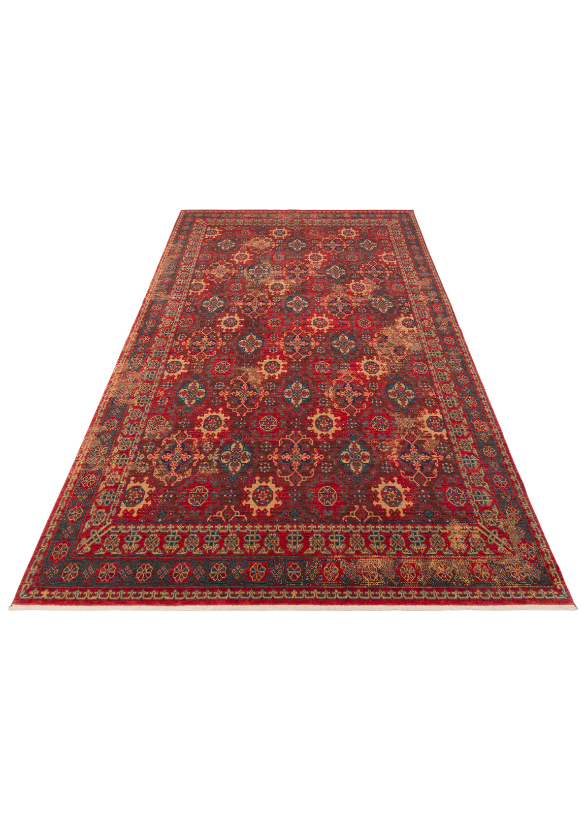 Rönesans El Emeği Anadolu Motifli Kırmızı Yün Geleneksel Desen Retro Otantik Salon Halısı