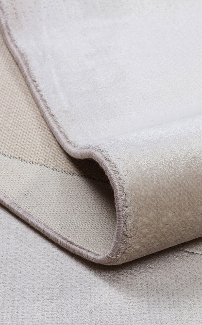 Riviera Modern Oval Geometrik Desenli Krem Siyah Altın Rengi Viskon Polyester Şık Salon Halısı