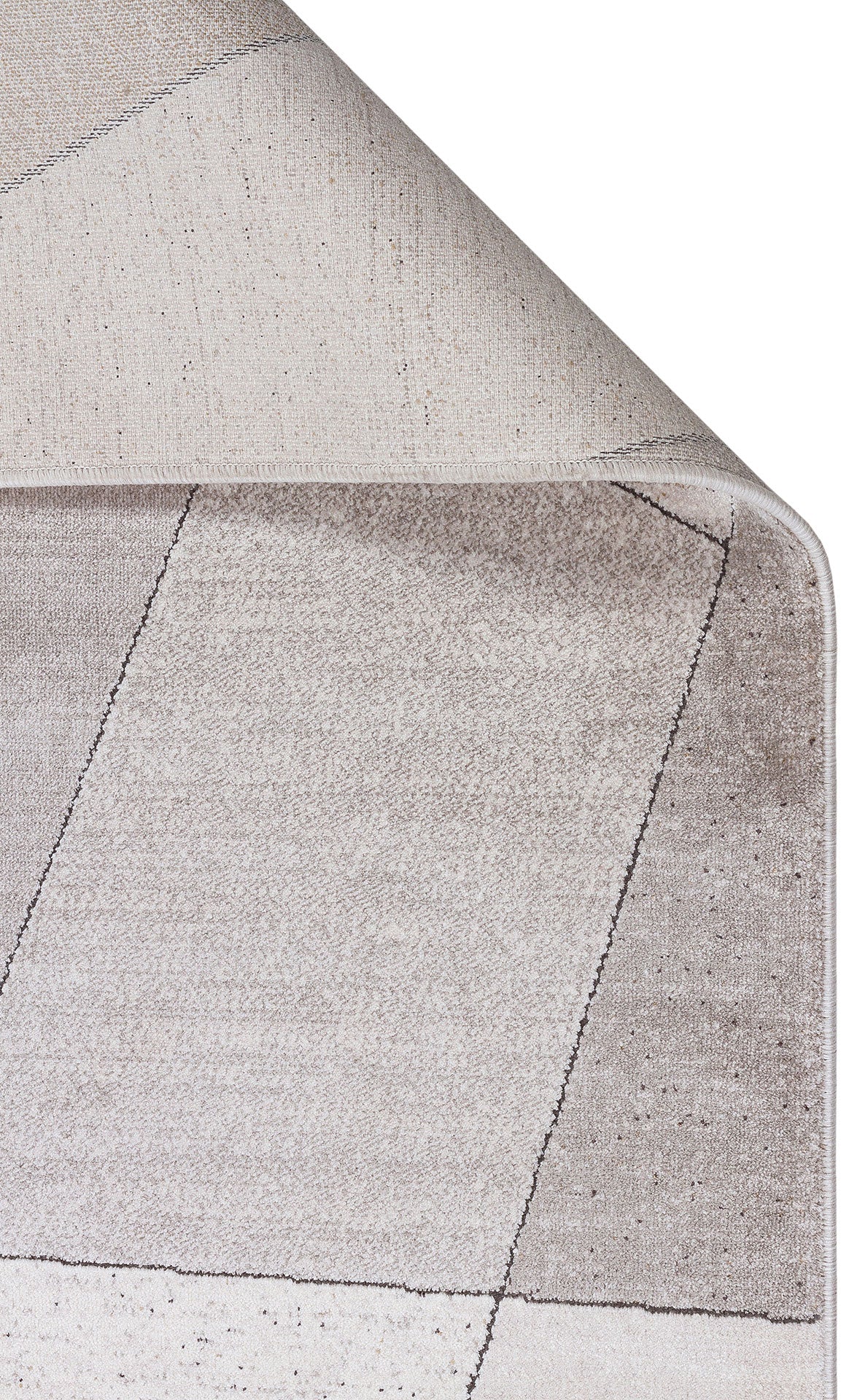 Riviera Modern Geometrik Desenli Vizon Krem Viskon Polyester Minimal Şık Yatak Odası Salon Halısı