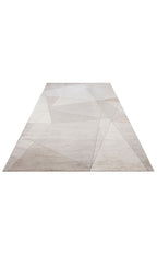 Riviera Modern Geometrik Desenli Vizon Krem Viskon Polyester Minimal Şık Yatak Odası Salon Halısı
