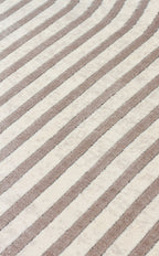 Riviera Modern Asimetrik Çizgili Krem Gri Dokulu Salon Halısı Viskon Polyester Şık Salon Halısı