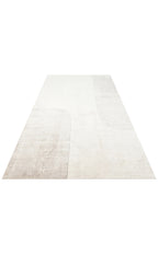 Riviera Modern Geometrik Desenli Krem Gri Viskon Polyester Minimal Şık Yatak Odası Salon Halısı