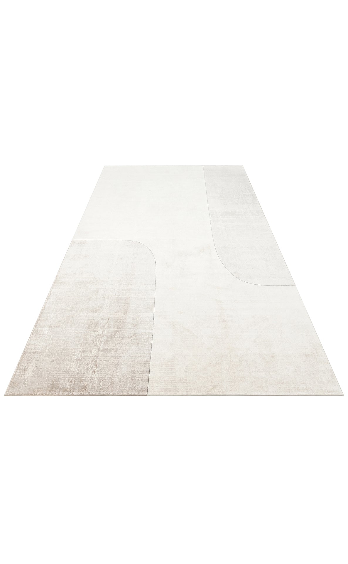 Riviera Modern Geometrik Desenli Krem Gri Viskon Polyester Minimal Şık Yatak Odası Salon Halısı