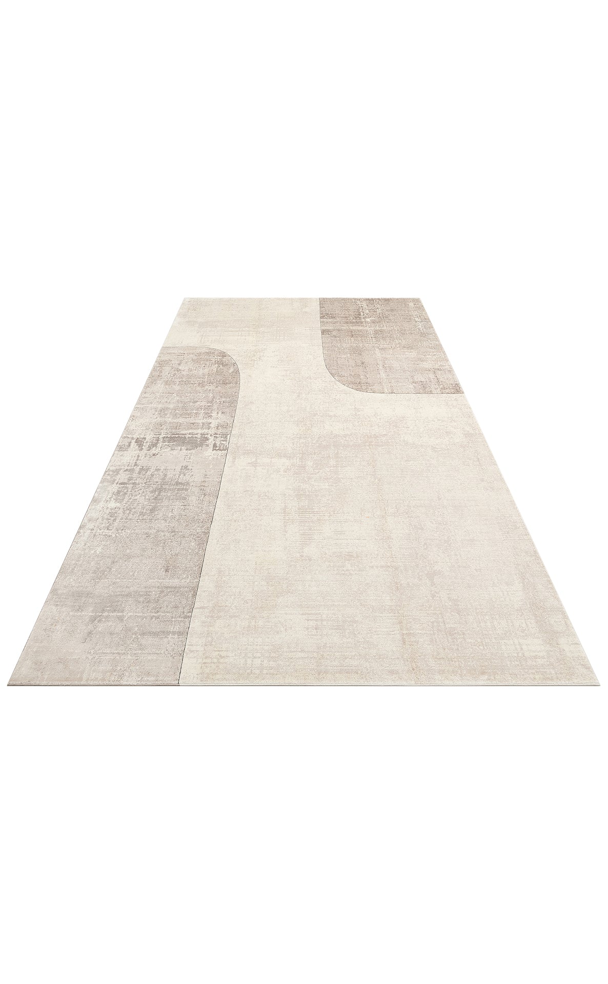 Riviera Modern Geometrik Desenli Krem Gri Viskon Polyester Minimal Şık Yatak Odası Salon Halısı