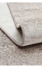 Riviera Modern Geometrik Desenli Krem Gri Viskon Polyester Minimal Şık Yatak Odası Salon Halısı