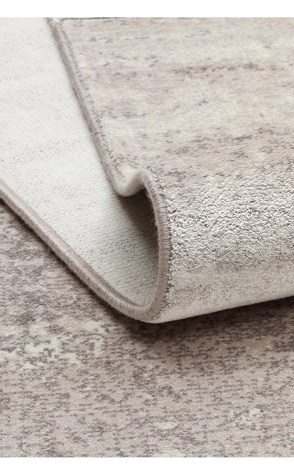 Riviera Modern Geometrik Desenli Krem Gri Viskon Polyester Minimal Şık Yatak Odası Salon Halısı