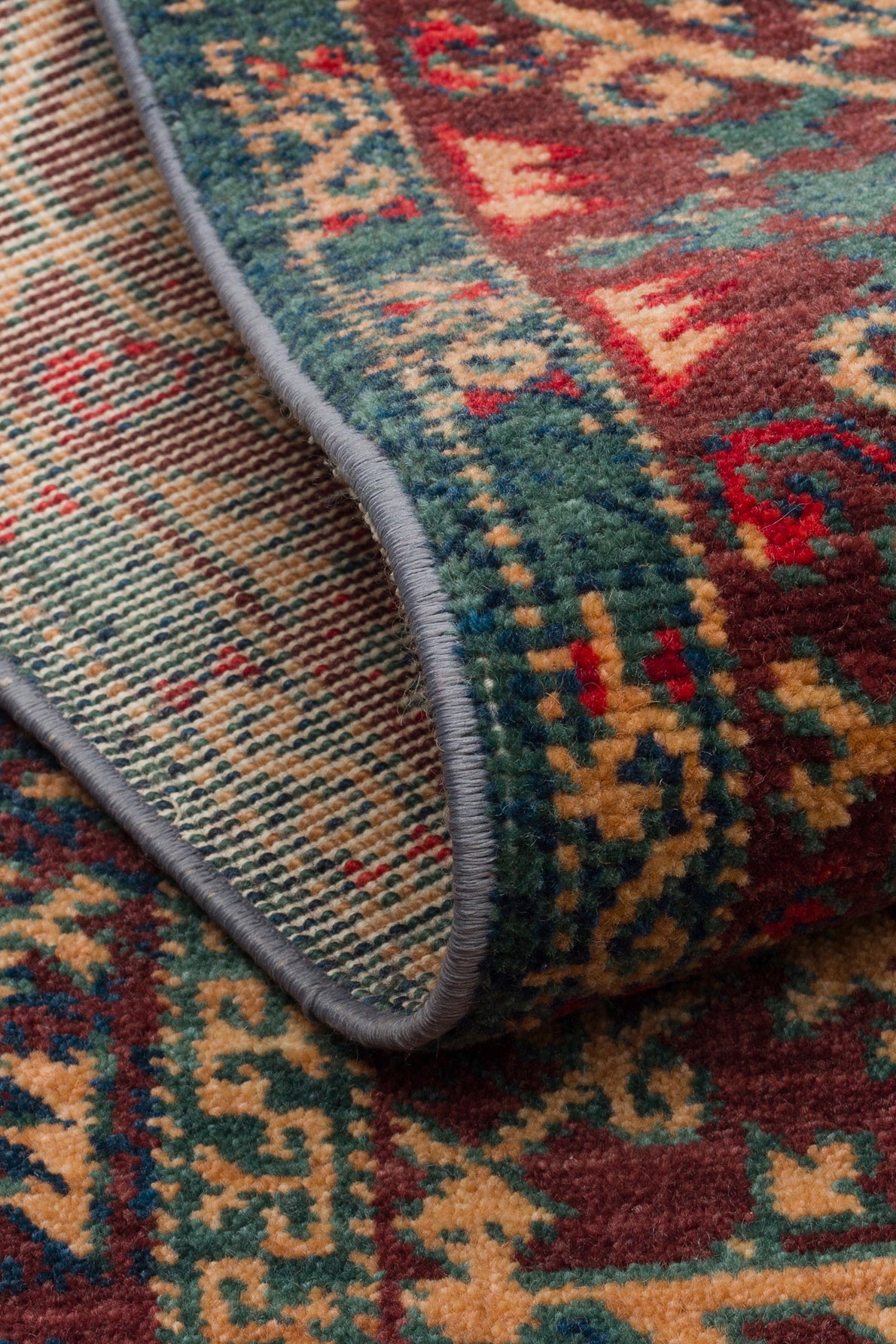 Rönesans El Emeği Etnik Desen Kahverengi Kırmızı Lacivert Yün Geleneksel Dokuma Otantik Salon Halısı