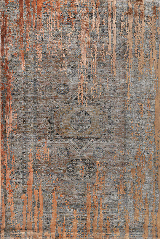 Bronz Vintage Desenli Yumuşak Dokulu Makine Halısı - Lotus Koleksiyonu