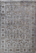 Gri Vintage Desenli Yumuşak Tüylü Makine Halısı - Lotus Koleksiyonu