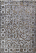 Gri Vintage Desenli Yumuşak Tüylü Makine Halısı - Lotus Koleksiyonu
