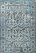 Mavi Vintage Klasik Desenli Yumuşak Dokulu Makine Halısı - Lotus Koleksiyonu