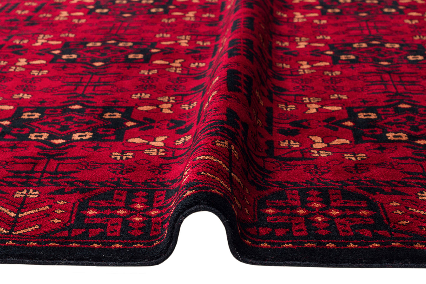 Afghan Yağcıbedir Patterned Handmade Nostalgic Red Bamboo Uşak Carpet Produced on Special Looms