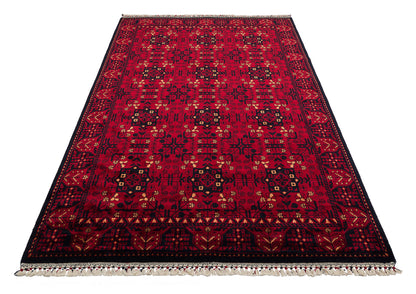 Afghan Yağcıbedir Patterned Handmade Nostalgic Red Bamboo Uşak Carpet Produced on Special Looms