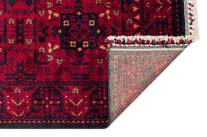 Afghan Yağcıbedir Patterned Handmade Nostalgic Red Bamboo Uşak Carpet Produced on Special Looms