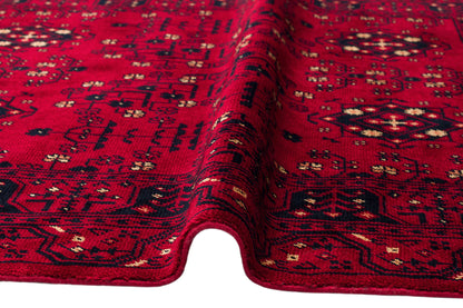 Afghan Yağcıbedir Patterned Handmade Nostalgic Red Bamboo Uşak Carpet Produced on Special Looms