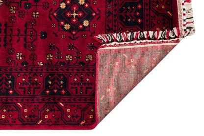 Afghan Yağcıbedir Patterned Handmade Nostalgic Red Bamboo Uşak Carpet Produced on Special Looms