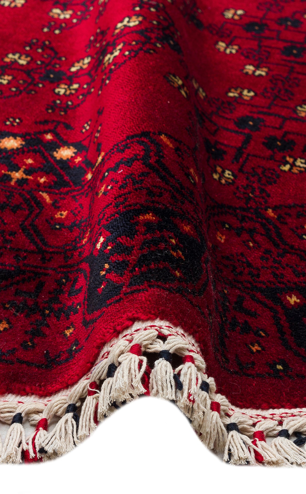 Afghan Yağcıbedir Patterned Handmade Nostalgic Red Bamboo Uşak Carpet Produced on Special Looms