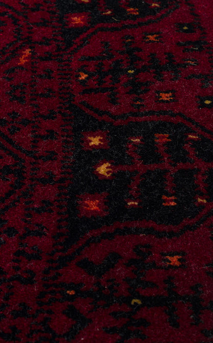 Afghan Yağcıbedir Patterned Handmade Nostalgic Red Bamboo Uşak Carpet Produced on Special Looms