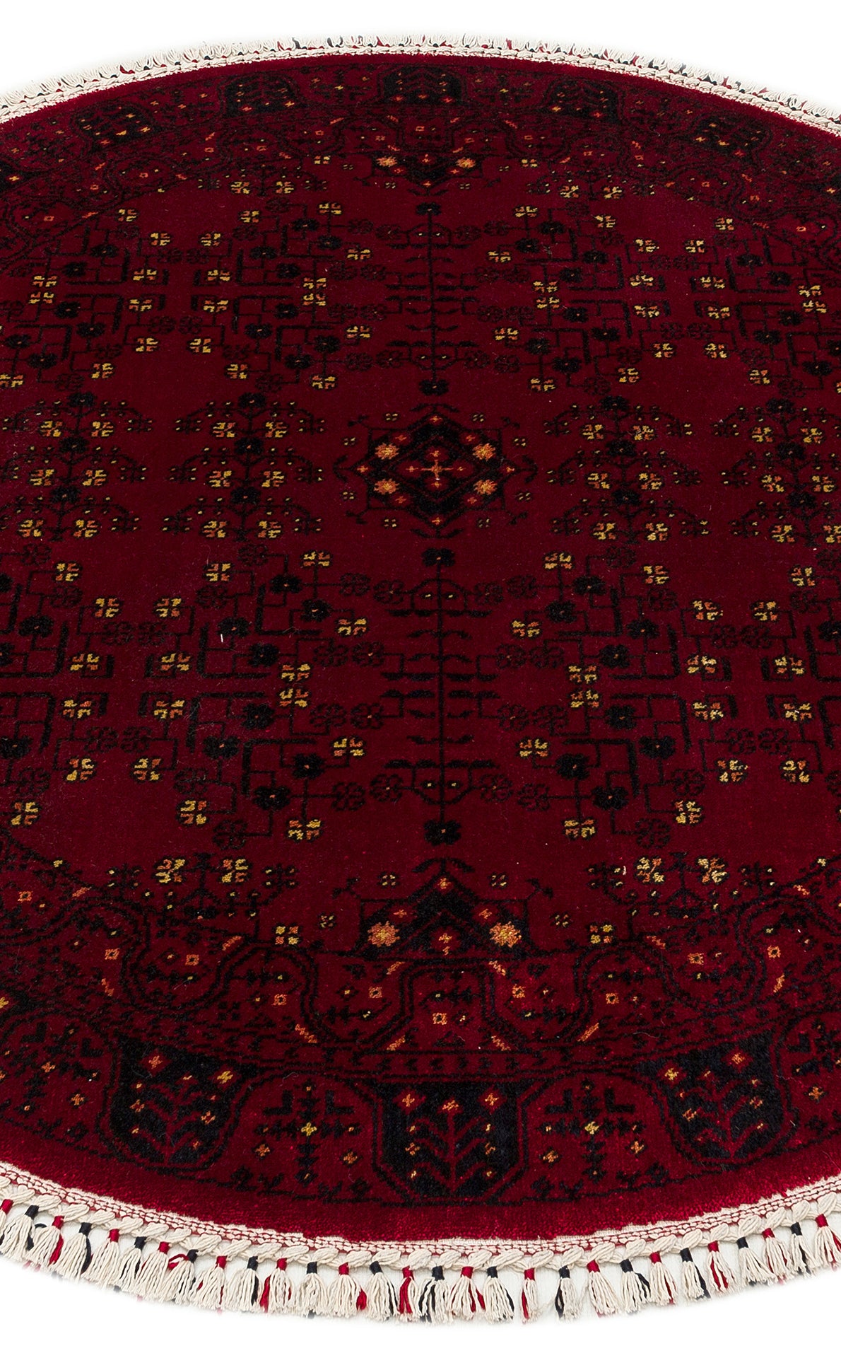 Afghan Yağcıbedir Patterned Handmade Nostalgic Red Bamboo Uşak Carpet Produced on Special Looms