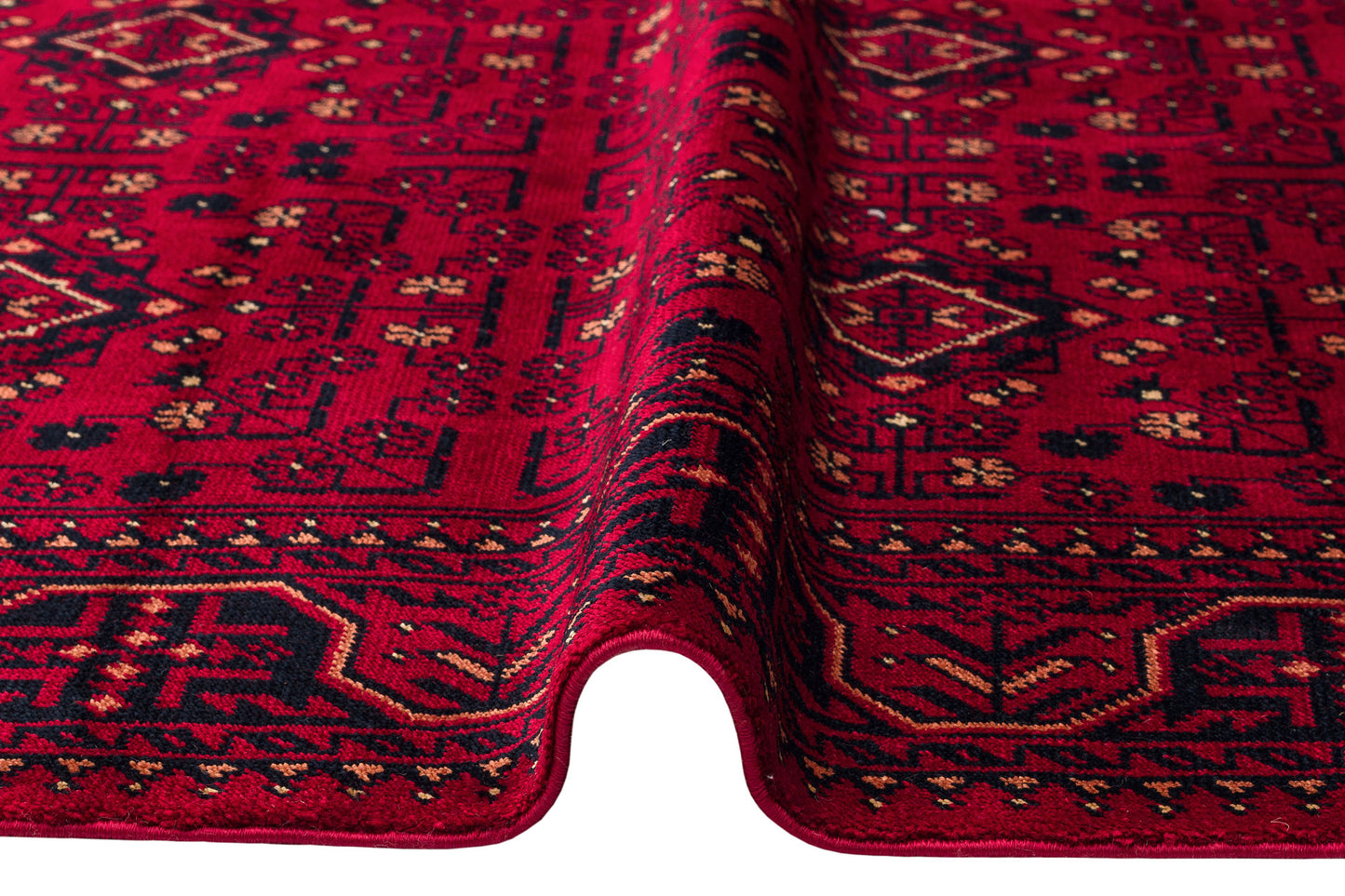 Afghan Yağcıbedir Patterned Handmade Nostalgic Red Bamboo Uşak Carpet Produced on Special Looms