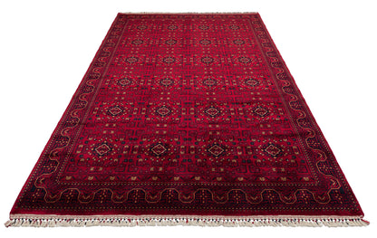 Afghan Yağcıbedir Patterned Handmade Nostalgic Red Bamboo Uşak Carpet Produced on Special Looms