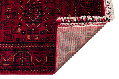 Afghan Yağcıbedir Patterned Handmade Nostalgic Red Bamboo Uşak Carpet Produced on Special Looms