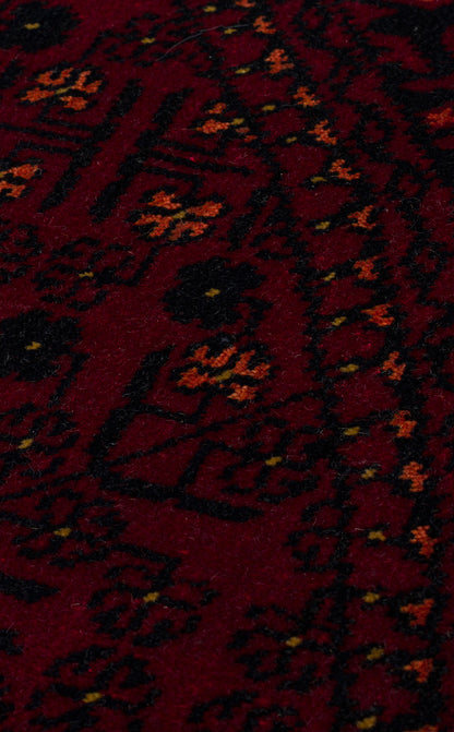 Afghan Yağcıbedir Patterned Handmade Nostalgic Red Bamboo Uşak Carpet Produced on Special Looms