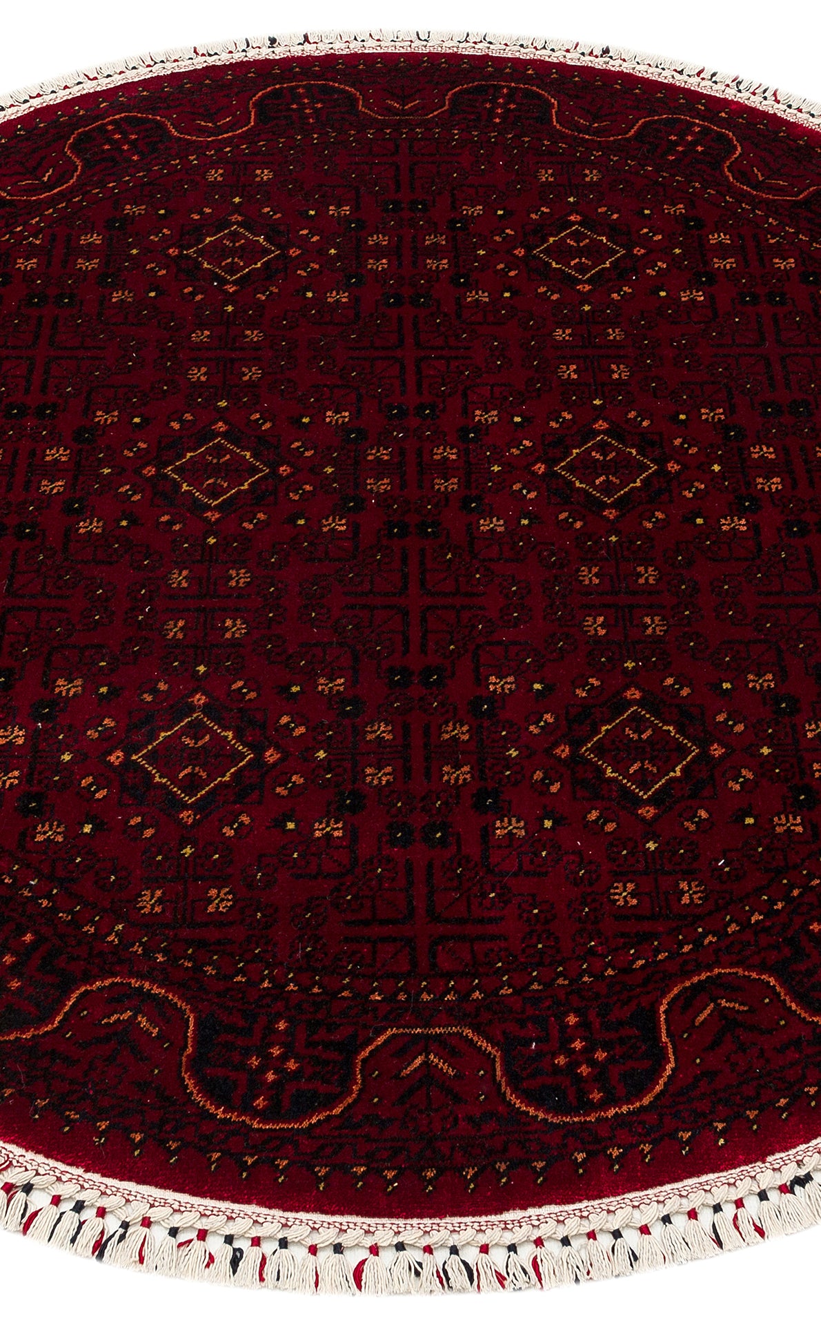 Afghan Yağcıbedir Patterned Handmade Nostalgic Red Bamboo Uşak Carpet Produced on Special Looms