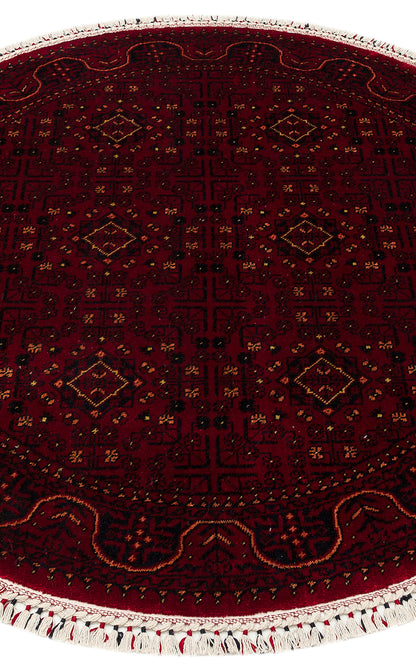 Afghan Yağcıbedir Patterned Handmade Nostalgic Red Bamboo Uşak Carpet Produced on Special Looms