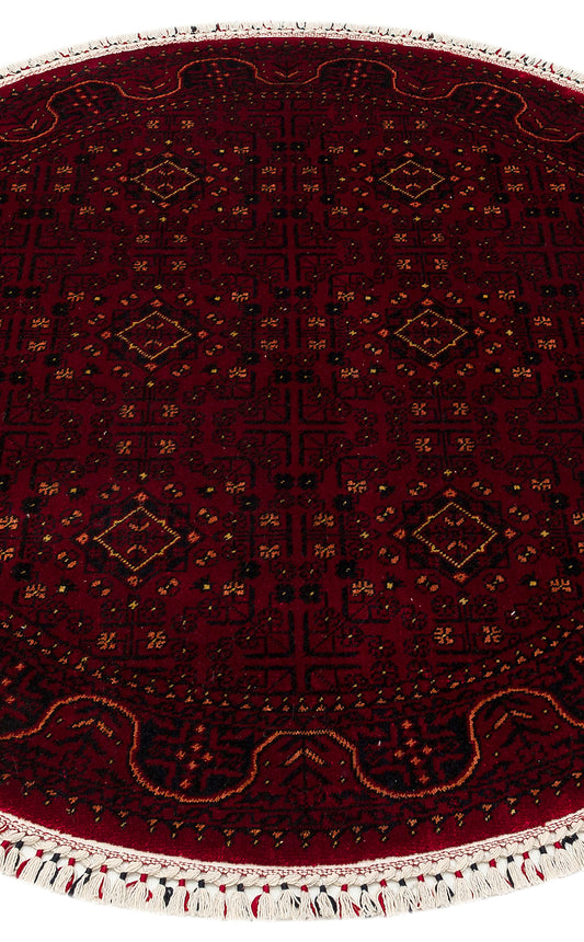 Afghan Yağcıbedir Patterned Handmade Nostalgic Red Bamboo Uşak Carpet Produced on Special Looms