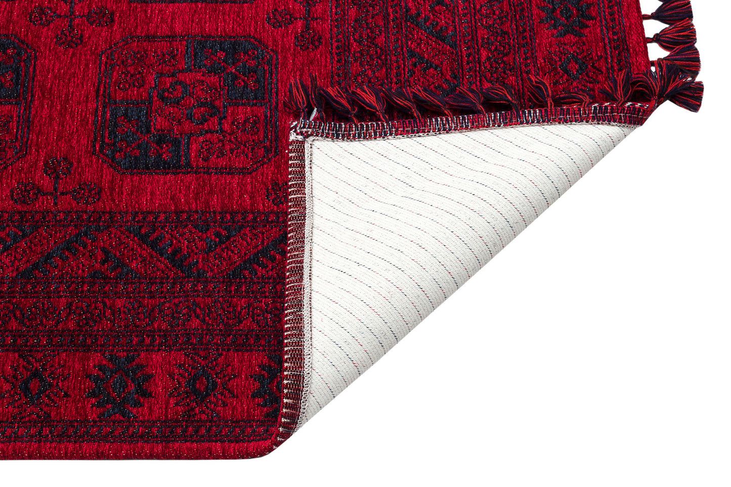 Nostalgic Afghan Yagcibedir Patterned Antiallergic Washable Non-Slip Fine Woven Red Carpet