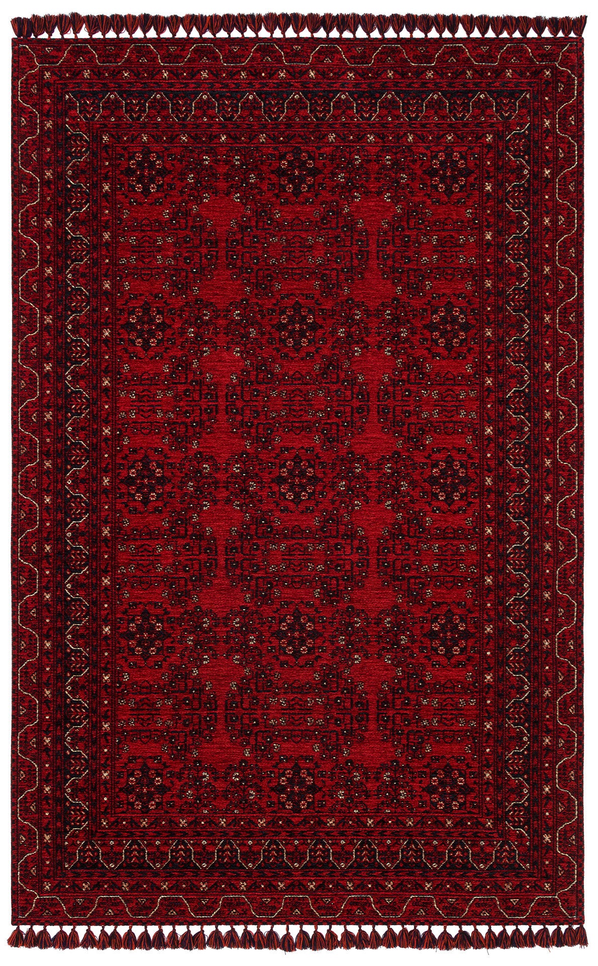 Nostalgic Afghan Yagcibedir Patterned Antiallergic Washable Non-Slip Fine Woven Red Carpet