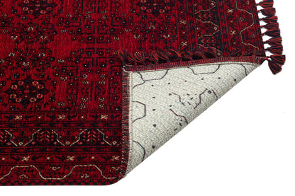 Nostalgic Afghan Yagcibedir Patterned Antiallergic Washable Non-Slip Fine Woven Red Carpet